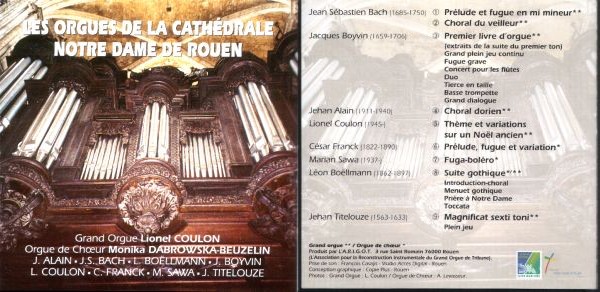 Couverture du premier CD 'Les orgues de la cathédrale Notre-Dame de Rouen'